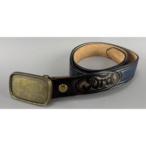 Ford Trucks Tooled Brown Cowhide Leather Belt  & Buckle 44 x 1.5 Western Cowboy